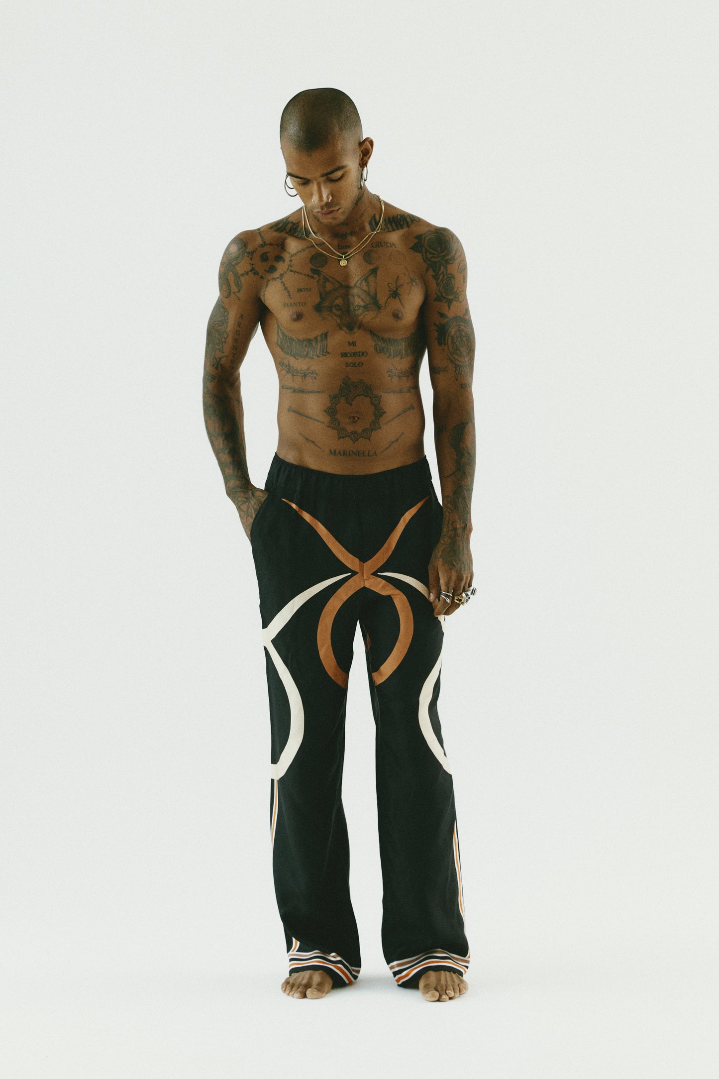 The Bull logo silk trousers