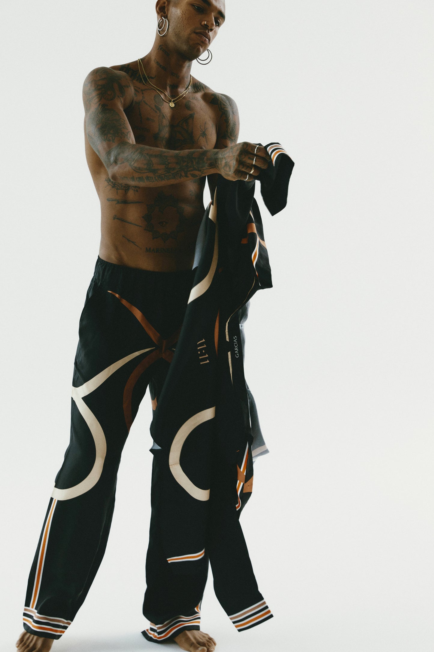 The Bull logo silk trousers