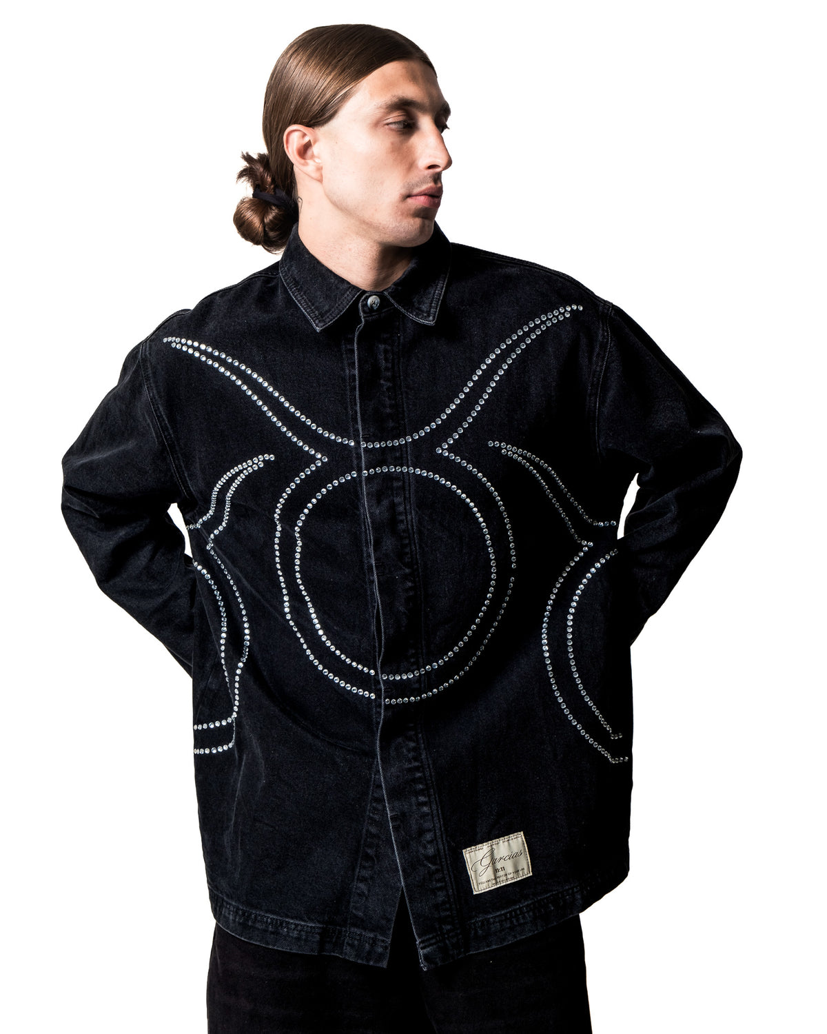 GARCIAS Juan black denim shirt with crystals – view 7 of 7