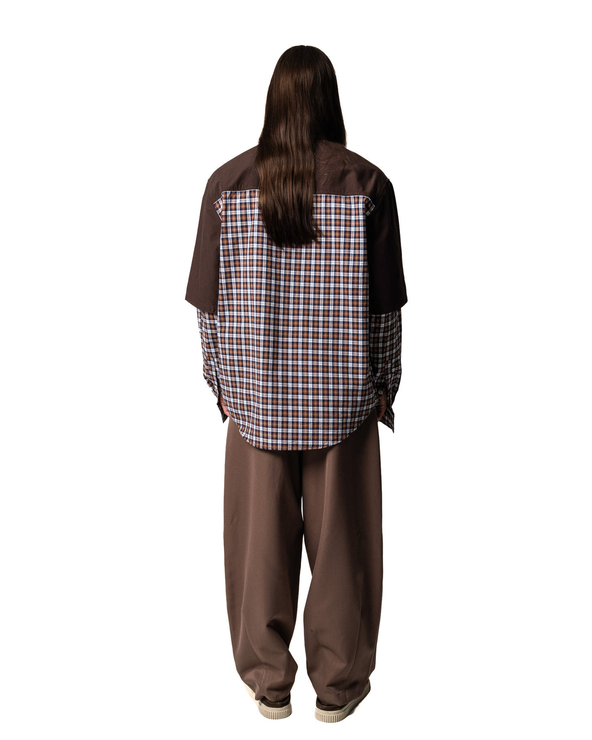 GARCIAS Spiritual Gangster Check Shirt, multicolour check with brown panels – view 4 of 5