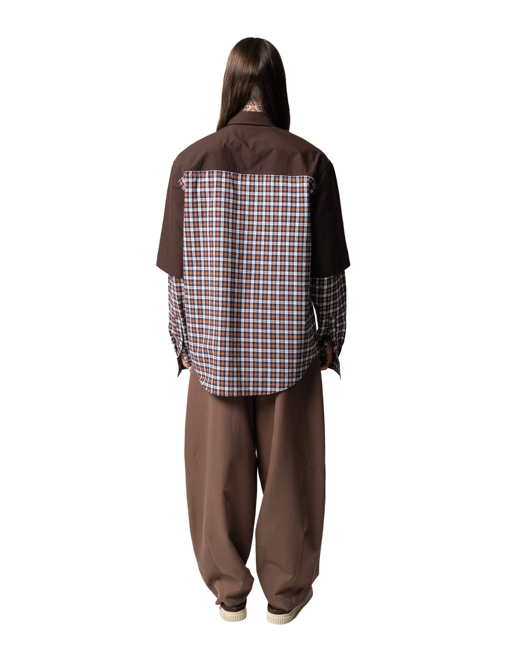 GARCIAS Spiritual Gangster Check Shirt, multicolour check with brown panels – view 5 of 5
