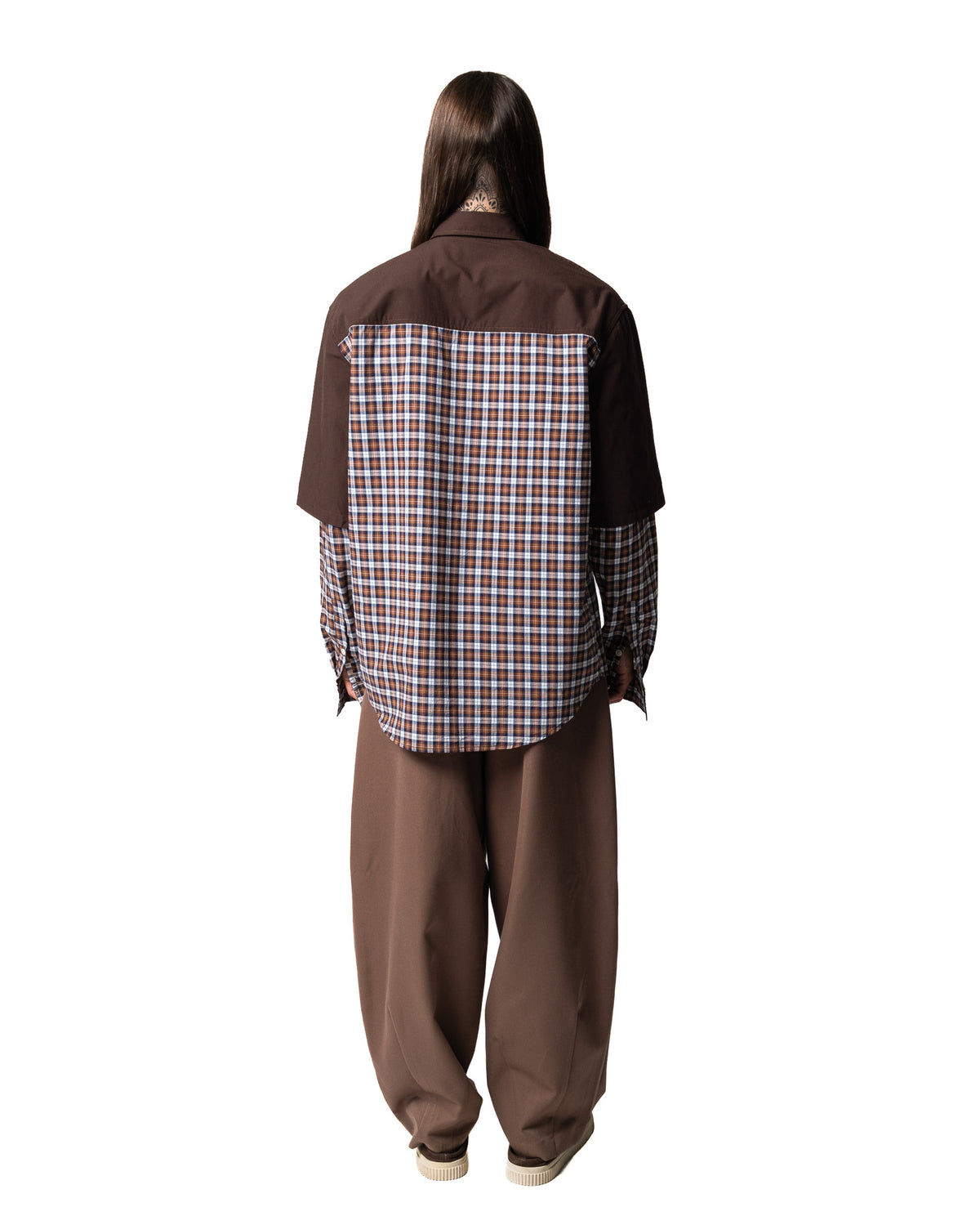 GARCIAS Spiritual Gangster Check Shirt, multicolour check with brown panels – view 5 of 5