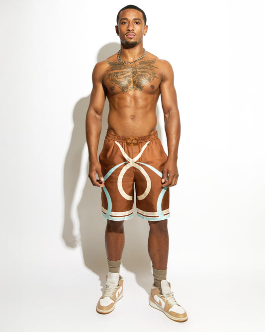 LOGO BULL SILK SHORTS BRONZE