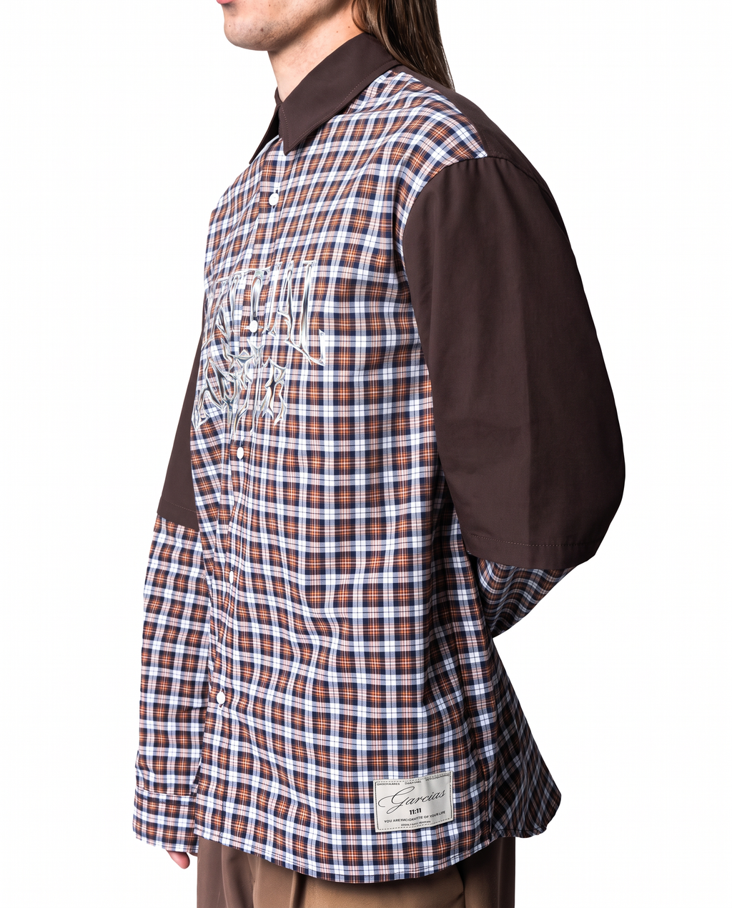 GARCIAS Spiritual Gangster Check Shirt, multicolour check with brown panels – view 2 of 5