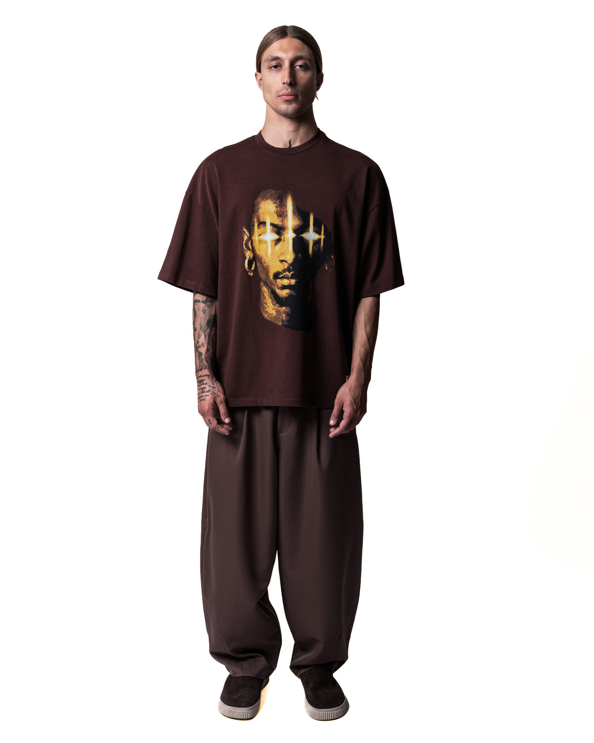 GARCIAS Divinity brown graphic T-shirt – front full look