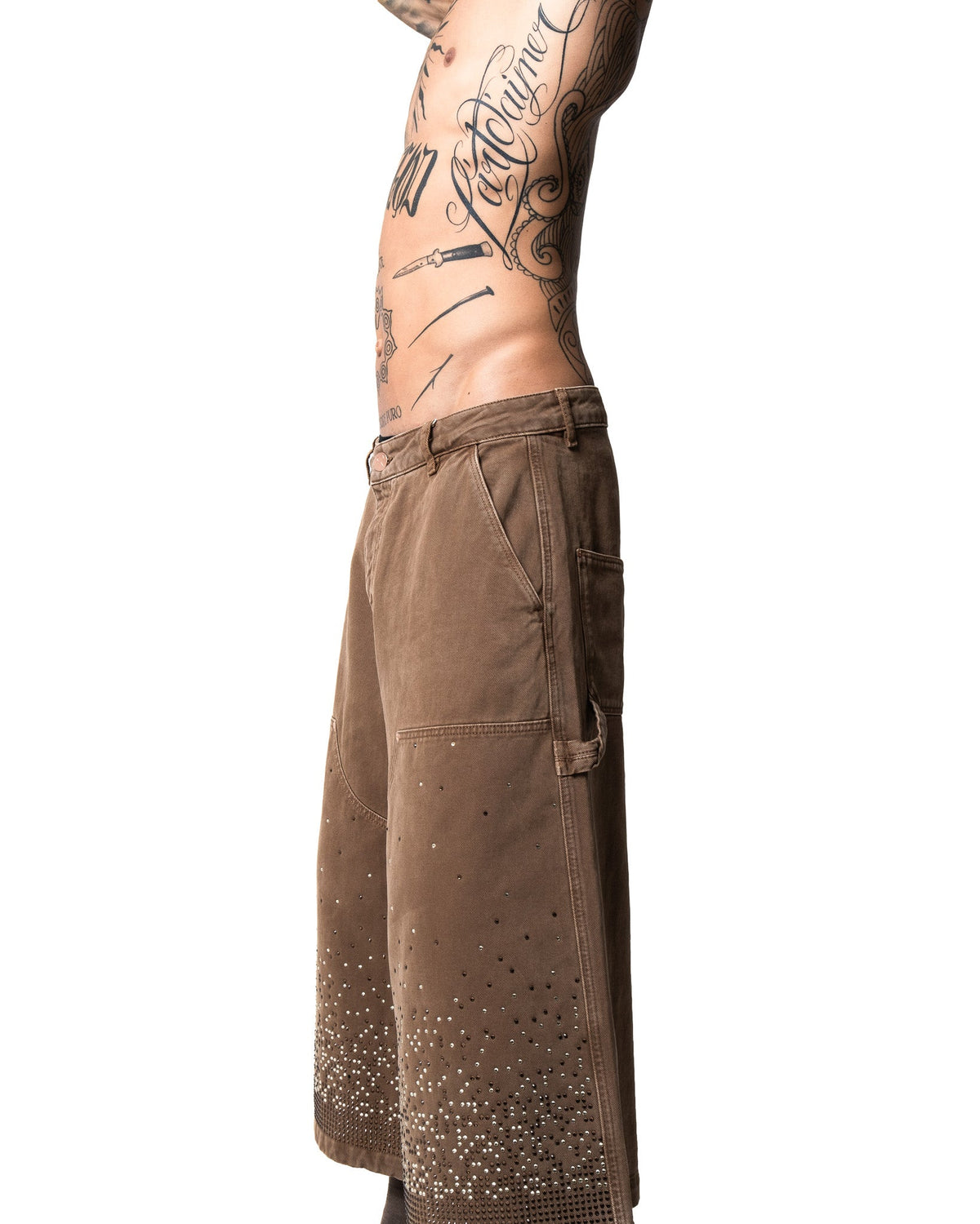 GARCIAS JL Pants brown – Rhinestone side detail