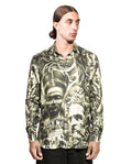 GARCIAS Los Angeles Nylo Silk Shirt – Front view, all-over monochrome print
